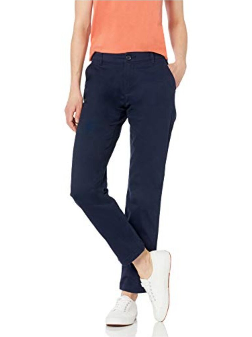 Curvy Slim Fit Straight Leg Chino Pants Mid Rise Stretch Cotton Twill Casual